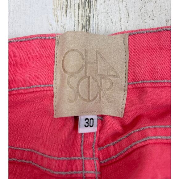 Chaser womens 30 pink straight jeans ankle zip lightweight spring pants new - Picture 3 of 4